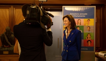 Carla Garlatti intervistata dalla tv.